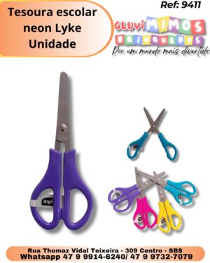 Tesoura escolar neon Lyke/ Unidade