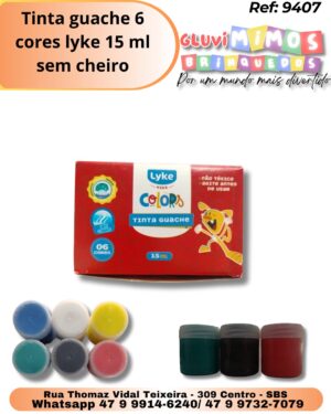 Tinta guache 6 cores lyke 15 ml sem cheiro