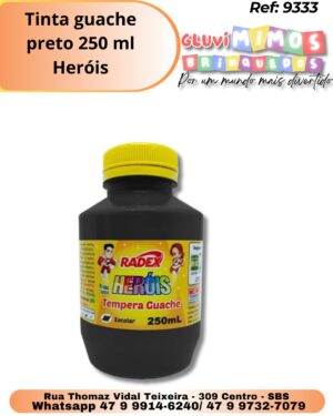 Tinta guache preto 250 ml Heróis