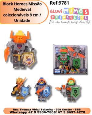 Block Heroes Missão Medieval colecionáveis 8 cm / Unidade