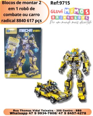 Blocos de montar 2 em 1 robô de combate ou carro radical 8840 617 pçs