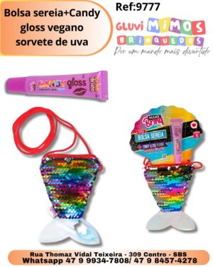 Bolsa sereia+Candy gloss vegano sorvete de uva