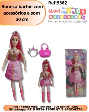 Boneca barbie com acessórios e som  30 cm