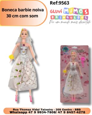 Boneca barbie noiva 30 cm com som