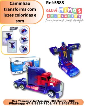 Caminhão transforms com luzes coloridas e som