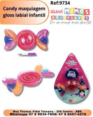 Candy maquiagem gloss labial infantil