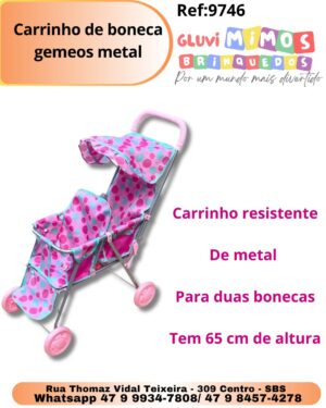 Carrinho de boneca gemeos metal