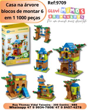 Casa na árvore blocos de montar 6 em 1 1000 peças