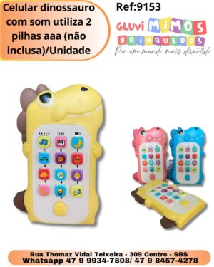 Celular dinossauro com som utiliza 2 pilhas aaa (não inclusa)/Unidade