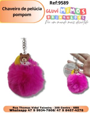 Chaveiro de pelúcia pompom