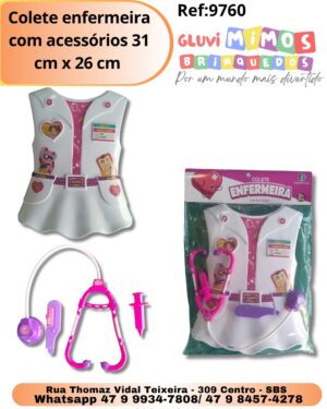 Colete enfermeira com acessórios 31 cm x 26 cm