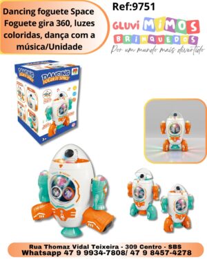 Dancing foguete Space  Foguete gira 360, luzes coloridas, dança com a música/Unidade