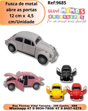 Fusca de metal abre as portas 12 cm x  4,5 cm/Unidade