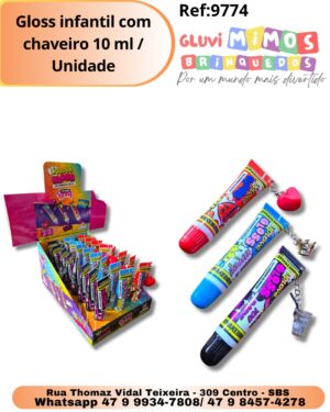 Gloss infantil com chaveiro 10 ml / Unidade