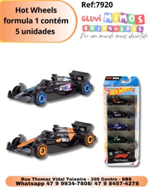 Hot Wheels formula 1 contém 5 unidades