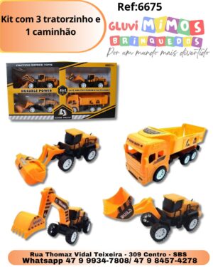 Kit com 3 tratorzinho e 1 caminhão