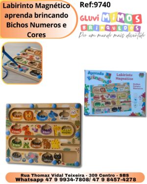 Labirinto Magnético aprenda brincando Bichos Numeros e Cores