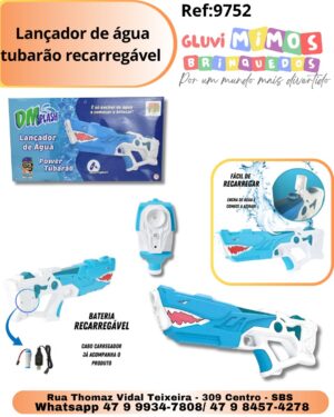 Lançador de água tubarão recarregável