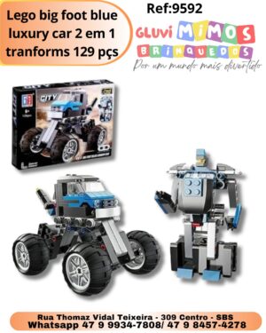 Lego big foot blue luxury car 2 em 1 tranforms 129 pçs