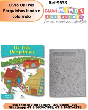 Livro Os Três Porquinhos lendo e colorindo