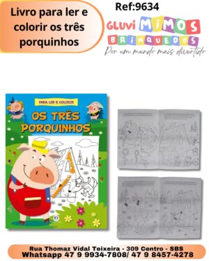 Livro para ler e colorir os três porquinhos