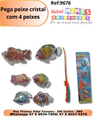 Pega peixe cristal com 4 peixes