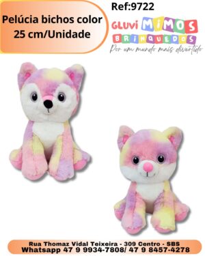 Pelúcia bichos color 25 cm/Unidade