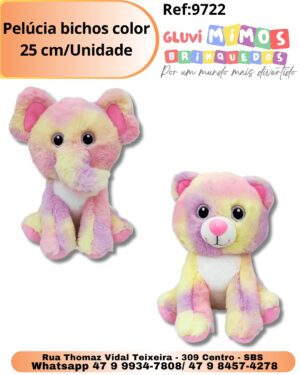 Pelúcia bichos color 25 cm/Unidade