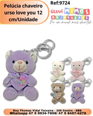 Pelúcia chaveiro urso love you 12 cm