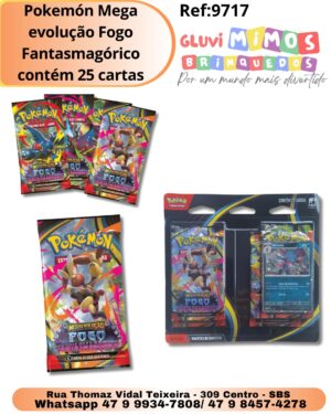 Pokemón Mega evolução Fogo Fantasmagórico contém 25 cartas