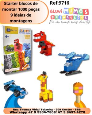 Starter blocos de montar 1000 peças 9 ideias de montagens