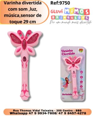 Varinha divertida com som ,luz, música,sensor de toque 29 cm