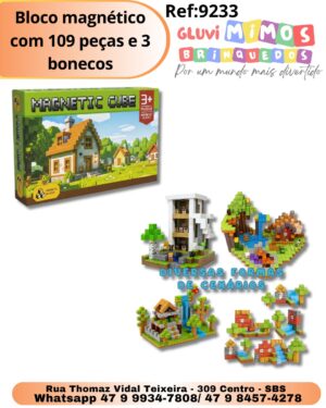 Bloco magnético com 109 peças e 3 bonecos