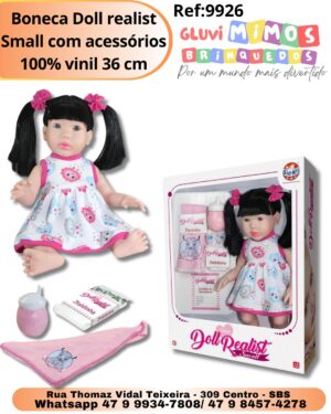 Boneca Doll realist Small com acessórios 100% vinil 36 cm