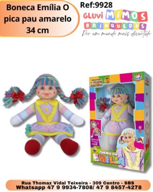 Boneca Emília O pica pau amarelo 34 cm