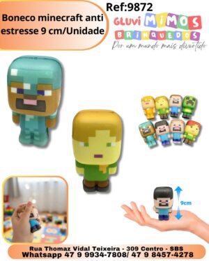 Boneco minecraft anti estresse 9 cm/Unidade