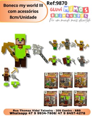 Boneco my world III com acessórios 8cm/Unidade