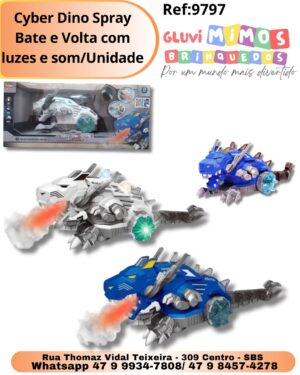 Cyber Dino Spray Bate e Volta com luzes e som/Unidade