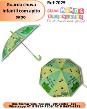Guarda chuva infantil com apito sapo