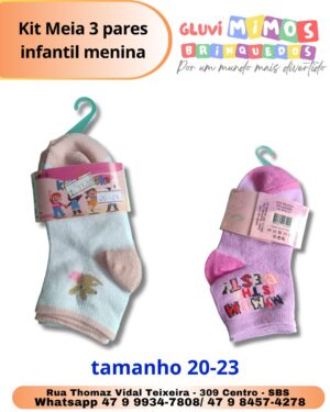 Kit Meia 3 pares infantil menina