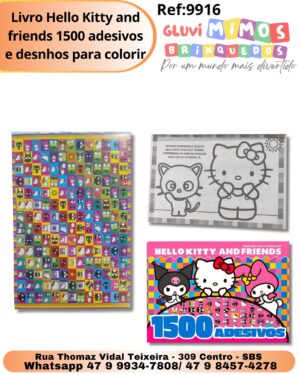Livro Hello Kitty and friends 1500 adesivos e desnhos para colorir