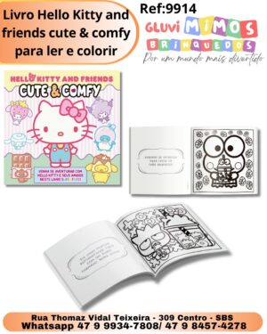 Livro Hello Kitty and friends cute & comfy para ler e colorir