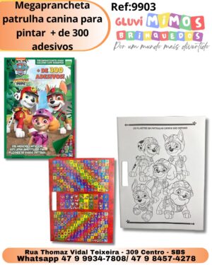 Megaprancheta patrulha canina para pintar  + de 300 adesivos
