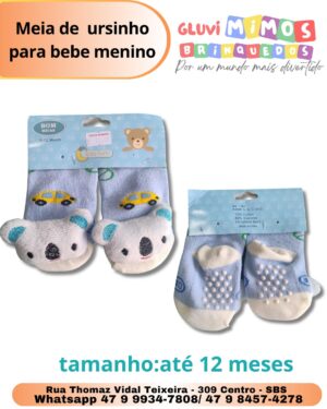 Meia de  ursinho para bebe menino