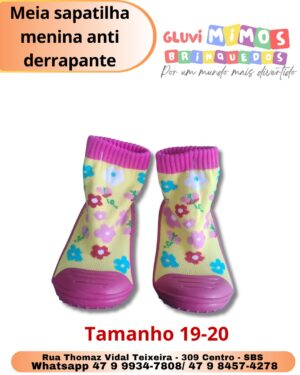 Meia sapatilha menina anti derrapante