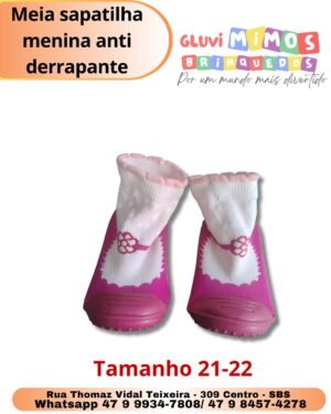 Meia sapatilha menina anti derrapante