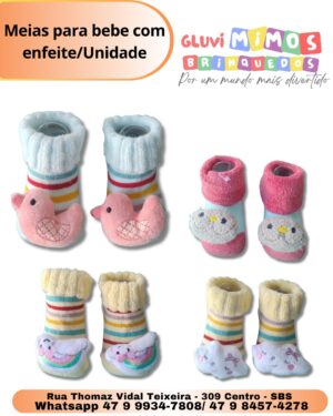 Meias para bebe com enfeite/Unidade