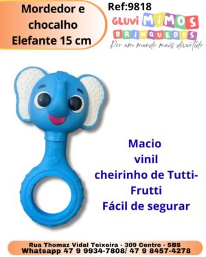 Mordedor e chocalho Elefante 15 cm