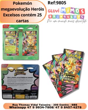 Pokemón megaevolução Heróis Excelsos contém 25 cartas