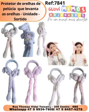 Protetor de orelhas de pelúcia  que levanta as orelhas - Unidade - Sortido